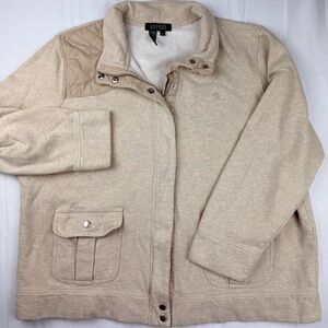 Lauren Ralph Lauren Women’s cream cotton knit full-zip utility jacket